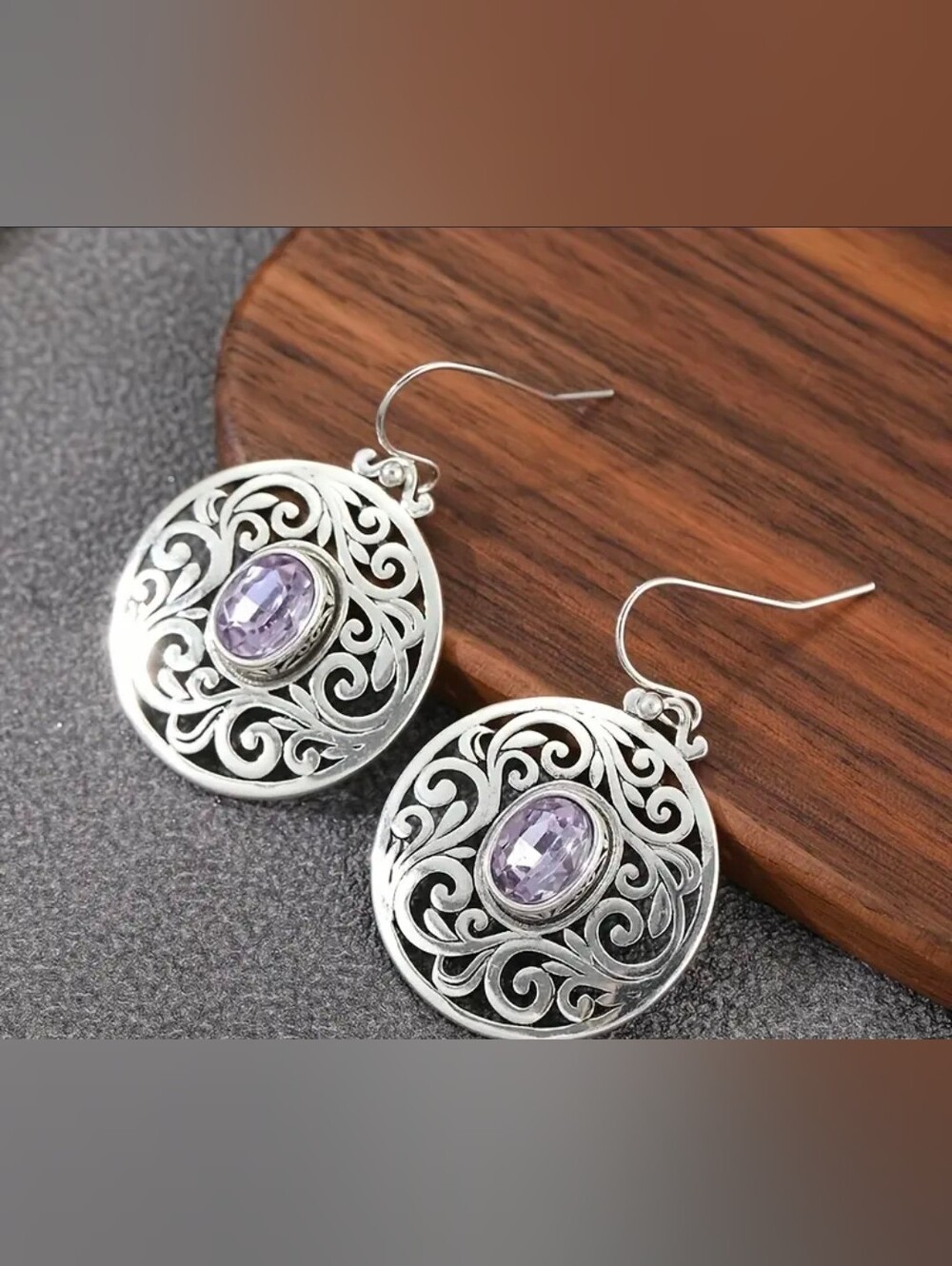 $8 Each Or Bundle 5/$20 Sterling Silver Filigree Drop Earring w/ Lavender Center